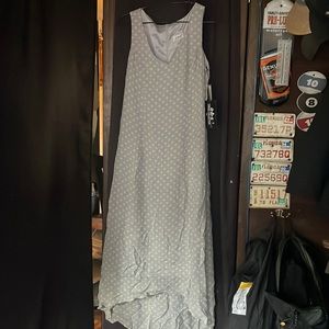 Size 16 high low pastel blue polka dot vintage dress